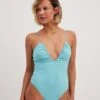 NA-KD Badpakken Zonder Beugel Bustier Badpak Dames Hemelsblauw -Sunseeker Winkel 060b0f481283a664a852bafb4f34864d