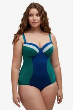 Ulla Popken Corrigerende Badpakken Shaping-badpak Dames Donkerblauw / Groen Gemêleerd -Sunseeker Winkel 2b313eef010b96285689c2a473ee908a