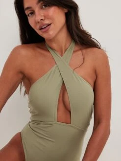 NA-KD Halter Badpakken Badpak Dames Groen -Sunseeker Winkel 403cf0208809b8ba8d9391a0b6a9db68