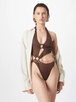 NASTY GAL Halter Badpakken Bustier Badpak Dames Bruin -Sunseeker Winkel 8b369d35d23f74fda80a3be7cffadc82