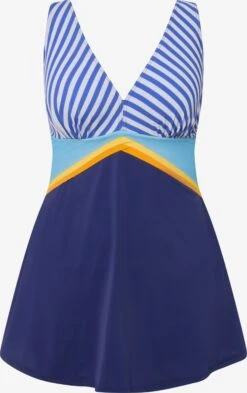 Ulla Popken Grote Cups Bustier Badpakjurk Dames Blauw Gemêleerd