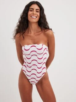 NA-KD Bandeau Badpakken Bandeau Badpak Dames Wit