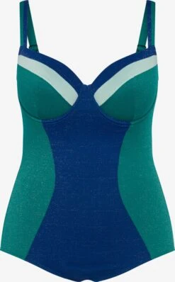 Ulla Popken Corrigerende Badpakken Shaping-badpak Dames Donkerblauw / Groen Gemêleerd