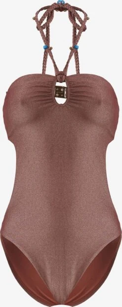 Wolford Halter Badpakken Badpak Disco One Piece Dames Brons